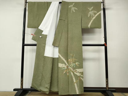 平和屋着物●訪問着　総刺繍　絞り　松竹花文　正絹　逸品　CABM9476ut