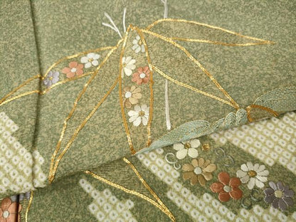 平和屋着物●訪問着　総刺繍　絞り　松竹花文　正絹　逸品　CABM9476ut