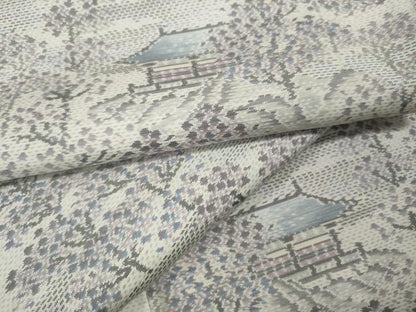 平和屋着物●本場大島紬　白大島　風景草木文　ロング丈　正絹　逸品　CABM9477ut