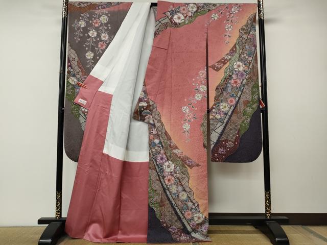 平和屋着物●豪華振袖　辻が花　絞り　暈し染め　金通し地　やまと誂製　正絹　逸品　CABM9478ut