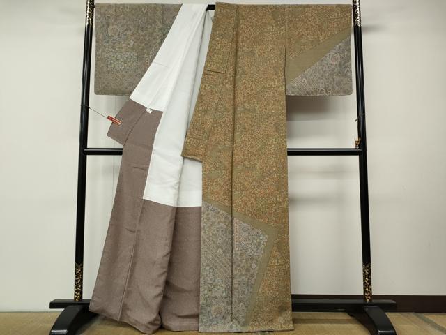 平和屋着物●伝統工芸継承作家　澤文蔵　訪問着　更紗花文　正絹　逸品　CABM9481ut
