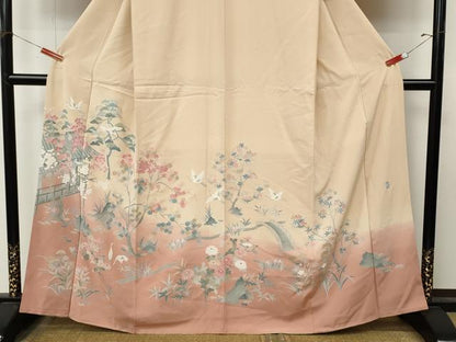 平和屋着物●訪問着　友禅　作家物　飛鶴風景花文　暈し染め　正絹　逸品　CABM9486ut