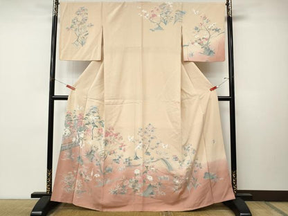 平和屋着物●訪問着　友禅　作家物　飛鶴風景花文　暈し染め　正絹　逸品　CABM9486ut