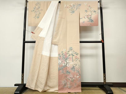 平和屋着物●訪問着　友禅　作家物　飛鶴風景花文　暈し染め　正絹　逸品　CABM9486ut