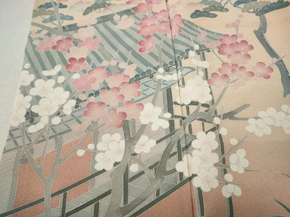 平和屋着物●訪問着　友禅　作家物　飛鶴風景花文　暈し染め　正絹　逸品　CABM9486ut