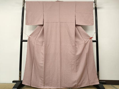 平和屋着物●上質な色無地　紋意匠　珊瑚色　正絹　逸品　未使用　CABM9490ut