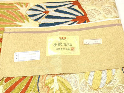 平和屋着物●西陣　坂下織物謹製　六通柄袋帯　唐織　松藤秀美文　金糸　証紙付き　上代125万　正絹　逸品　CABM9603hy