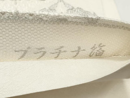 平和屋着物●六通柄袋帯　七宝花文　プラチナ箔　正絹　逸品　CABM9605hy