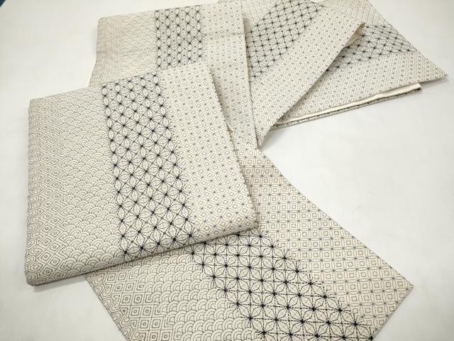 平和屋着物●全通柄袋帯　刺し子　総刺繍　吉祥文　正絹　逸品　CABM9607hy