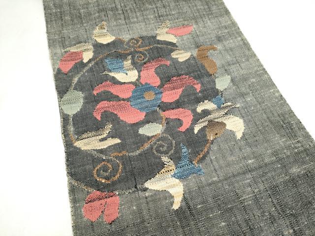 平和屋着物●八寸名古屋帯　紬地　更紗花唐草文　正絹　逸品　CABM9644hy