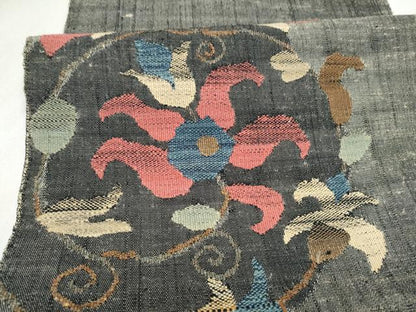 平和屋着物●八寸名古屋帯　紬地　更紗花唐草文　正絹　逸品　CABM9644hy