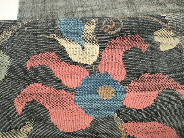 平和屋着物●八寸名古屋帯　紬地　更紗花唐草文　正絹　逸品　CABM9644hy