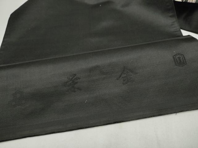 平和屋着物●アンティーク　全通柄　京袋帯　手刺繍　草花風景文　黒地　正絹　逸品　CABM9768hy