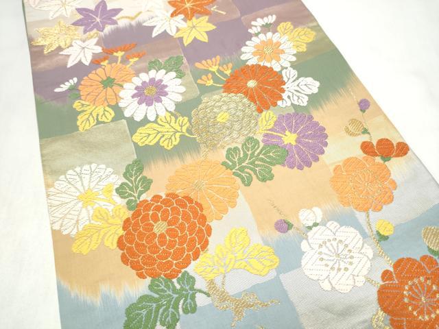 平和屋着物●六通柄袋帯　唐織　草花文　金糸　正絹　逸品　CABM9770hy