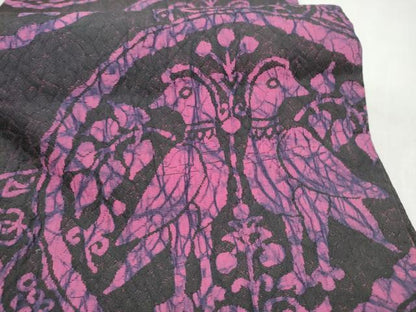 平和屋着物●六通柄袋帯　ふくれ織　絵皿花鳥文　黒地　正絹　逸品　CABM9774hy