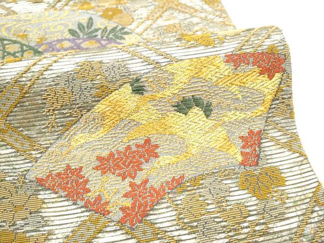 平和屋着物●六通柄袋帯　輪奈織　地紙松竹梅　金銀糸　正絹　逸品　CABM9777hy