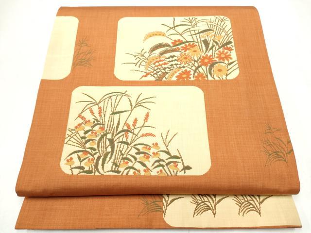 平和屋着物●名門木屋太　今河織物　六通柄袋帯　草花文　正絹　逸品　CABM9779hy