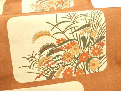 平和屋着物●名門木屋太　今河織物　六通柄袋帯　草花文　正絹　逸品　CABM9779hy