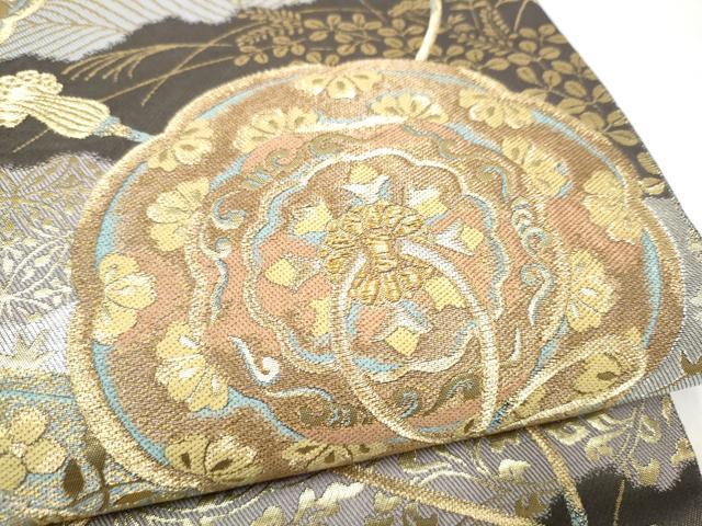 平和屋着物●西陣　服部織物謹製　六通柄袋帯　鏡裏花文　金糸　正絹　逸品　CABM9785hy