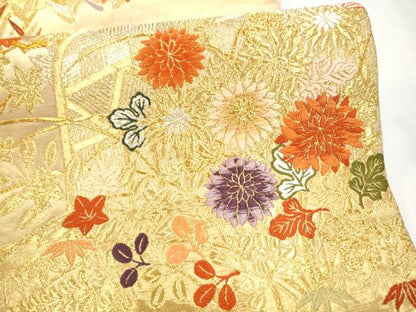 平和屋着物●六通柄袋帯　唐織　草花文　金銀糸　正絹　逸品　CABM9788hy