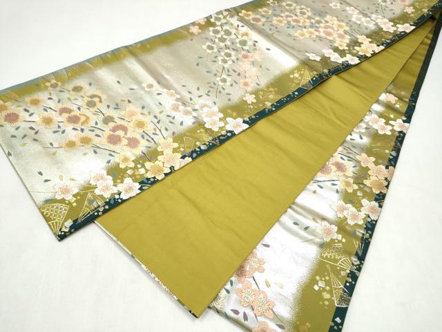 平和屋着物●六通柄袋帯　唐織　枝桜文　金糸　正絹　逸品　CABM9793hy