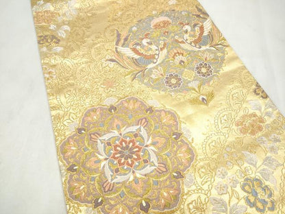 平和屋着物●六通柄袋帯　唐織　華宝　全通箔　正絹　逸品　CABM9795hy