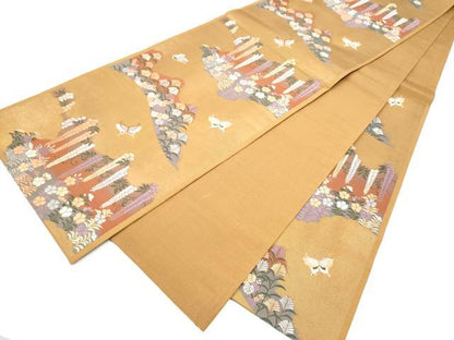 平和屋着物●六通柄袋帯　唐織　花鳥文　正絹　逸品　CABM9834hy