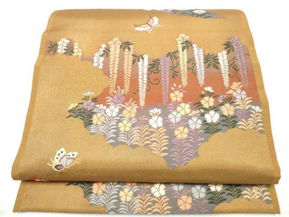 平和屋着物●六通柄袋帯　唐織　花鳥文　正絹　逸品　CABM9834hy