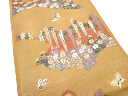 平和屋着物●六通柄袋帯　唐織　花鳥文　正絹　逸品　CABM9834hy