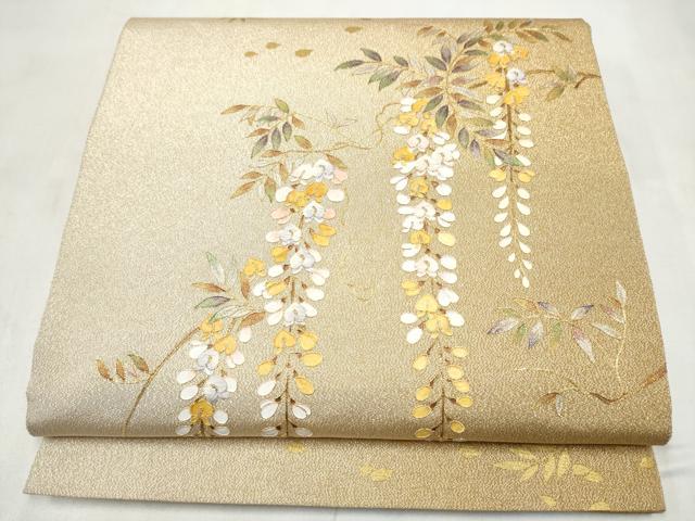 平和屋着物●太鼓柄袋帯　刺繍　藤花房　金糸　金彩　正絹　逸品　CABM9858hy
