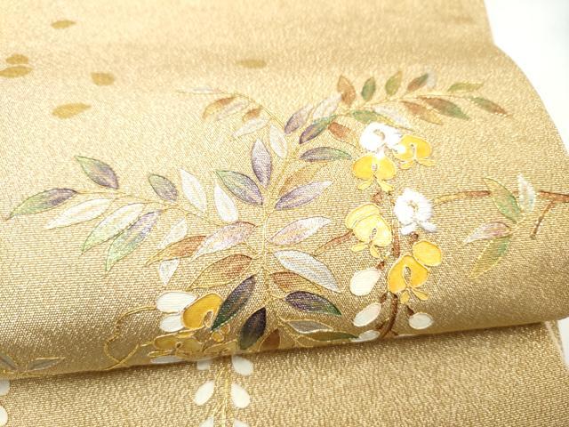 平和屋着物●太鼓柄袋帯　刺繍　藤花房　金糸　金彩　正絹　逸品　CABM9858hy