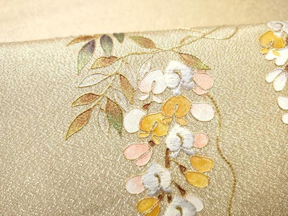 平和屋着物●太鼓柄袋帯　刺繍　藤花房　金糸　金彩　正絹　逸品　CABM9858hy