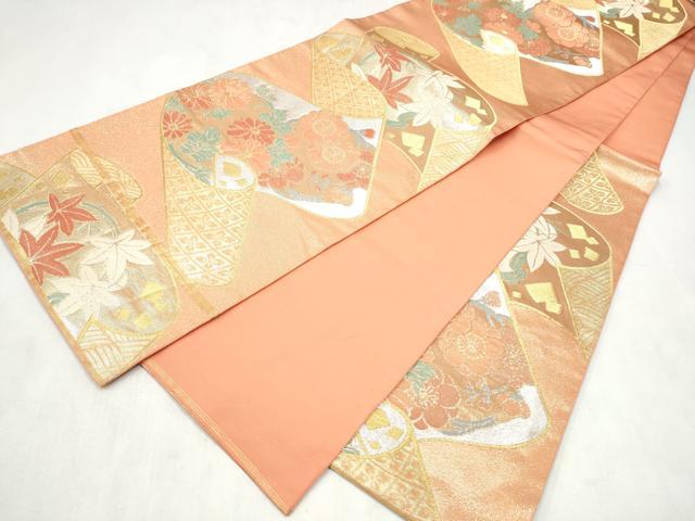 平和屋着物●西陣　川島織物　六通柄　本袋帯　絵巻花文　金銀糸　正絹　逸品　CABM9873hy