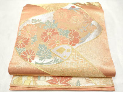 平和屋着物●西陣　川島織物　六通柄　本袋帯　絵巻花文　金銀糸　正絹　逸品　CABM9873hy