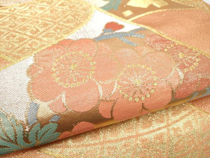 平和屋着物●西陣　川島織物　六通柄　本袋帯　絵巻花文　金銀糸　正絹　逸品　CABM9873hy