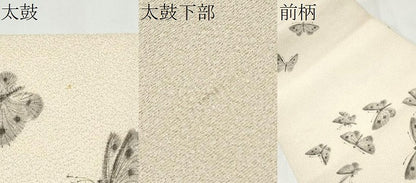 平和屋着物●六通柄袋帯　作家物　手描き　舞蝶文　金通し地　正絹　逸品　CABM9874hy