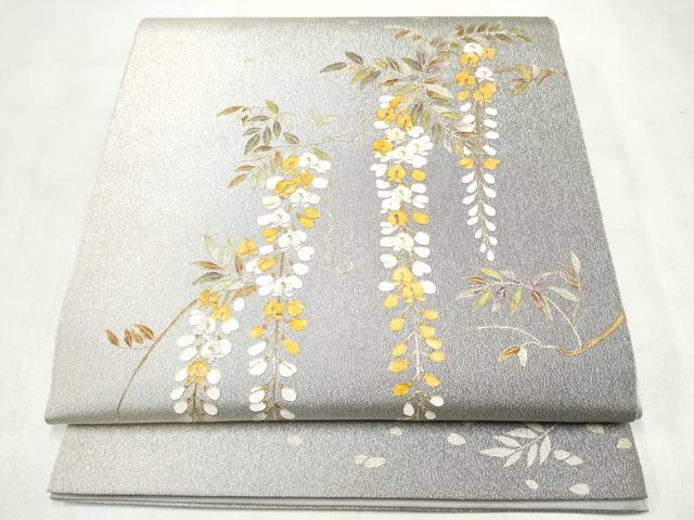 平和屋着物●太鼓柄袋帯　刺繍　藤花房　金彩　銀糸　正絹　逸品　CABM9875hy