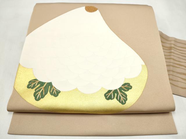 平和屋着物●中国三大刺繍　相良刺繍　九寸名古屋帯　菊　金彩　正絹　逸品　CABM9929hy