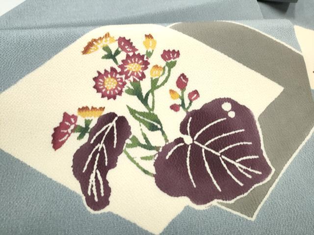 平和屋着物●銀座　志ま亀　九寸名古屋帯　型染め　草花文　鬼しぼ縮緬　たとう紙付き　正絹　逸品　CABM9930hy