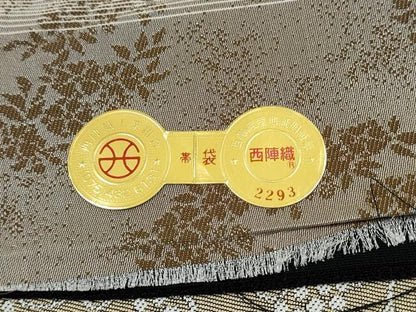 平和屋着物●西陣　廣部商事謹製　両面　全通柄袋帯　唐織　鳳凰花文　黒地　金糸　証紙付き　正絹　逸品　CABM9972hy