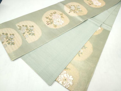平和屋着物●六通柄袋帯　草花文　金糸　正絹　逸品　CABM9976hy