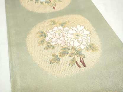 平和屋着物●六通柄袋帯　草花文　金糸　正絹　逸品　CABM9976hy