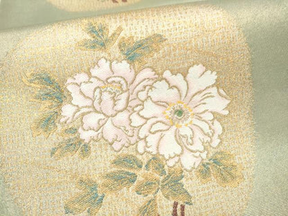 平和屋着物●六通柄袋帯　草花文　金糸　正絹　逸品　CABM9976hy