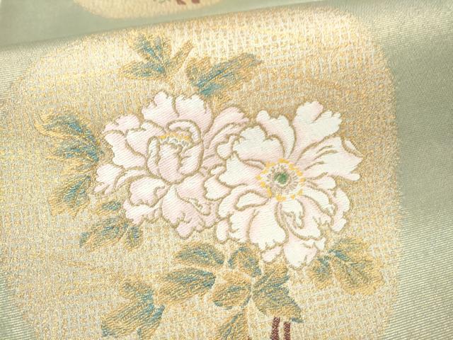 平和屋着物●六通柄袋帯　草花文　金糸　正絹　逸品　CABM9976hy