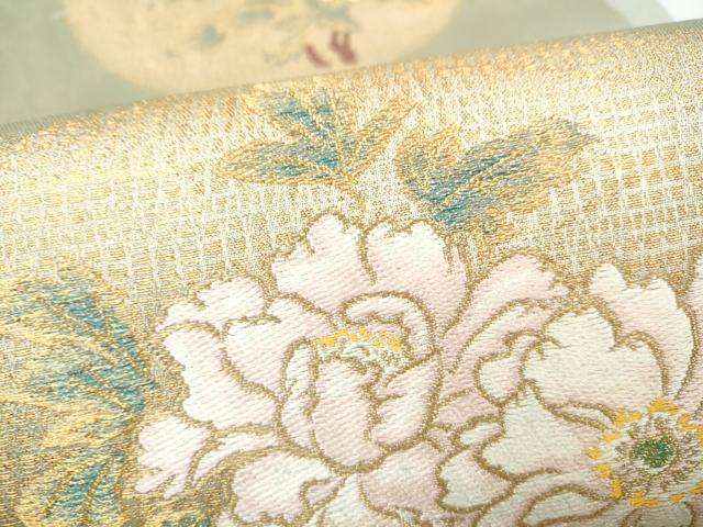 平和屋着物●六通柄袋帯　草花文　金糸　正絹　逸品　CABM9976hy