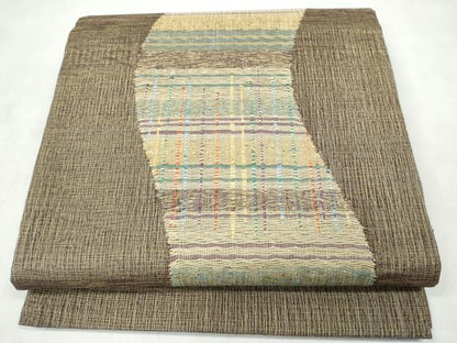 平和屋着物●太鼓柄袋帯　櫛織　霞文　金糸　正絹　逸品　CABM9979hy