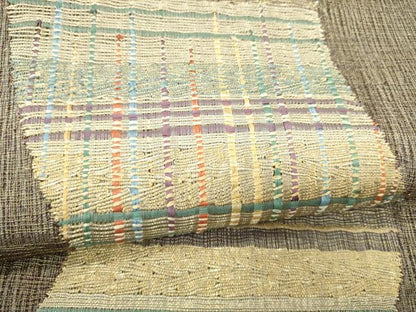 平和屋着物●太鼓柄袋帯　櫛織　霞文　金糸　正絹　逸品　CABM9979hy