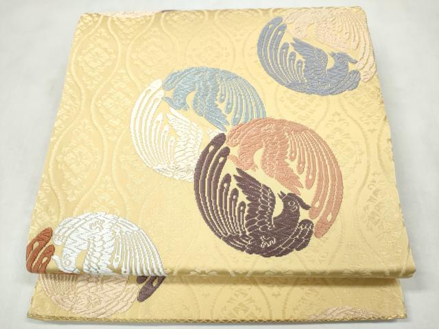 平和屋着物●六通柄袋帯　有織唐織文　鳥丸文　正絹　逸品　CABM9981hy