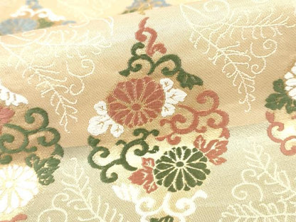 平和屋着物●伝統工芸士　松岡義人　六通柄袋帯　錦繍唐織　立涌菊唐草文　金糸　正絹　逸品　CABM9983hy