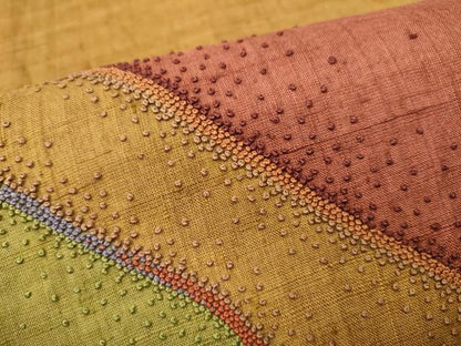 平和屋着物●中国三大刺繍　相良刺繍　太鼓柄袋帯　紬地　幾何学文様　正絹　逸品　CABM9984hy